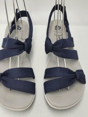 Clarks Navy Blue Bow Slingback Sandals
